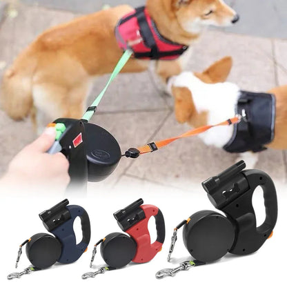 One-to-two dog leash for medium and small dogs, automatically retractable dog leash.