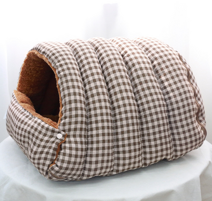 Pet bed, detachable and washable enclosed cat milk-kneeling plush warm sleeping bag