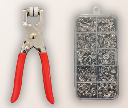 Five-prong snap fastener installation kit, no-seam snap fastener, hand-press pliers, snap fastener
