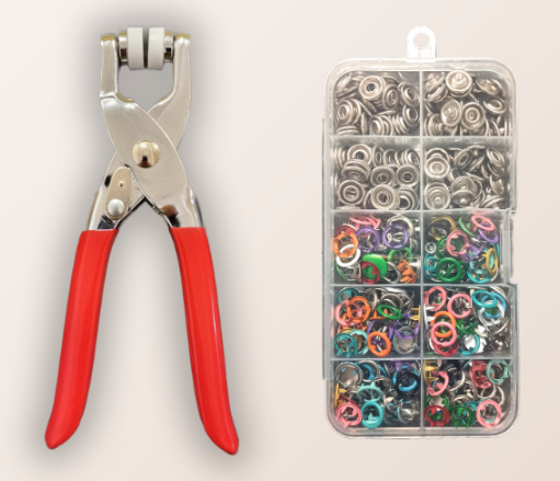 Five-prong snap fastener installation kit, no-seam snap fastener, hand-press pliers, snap fastener